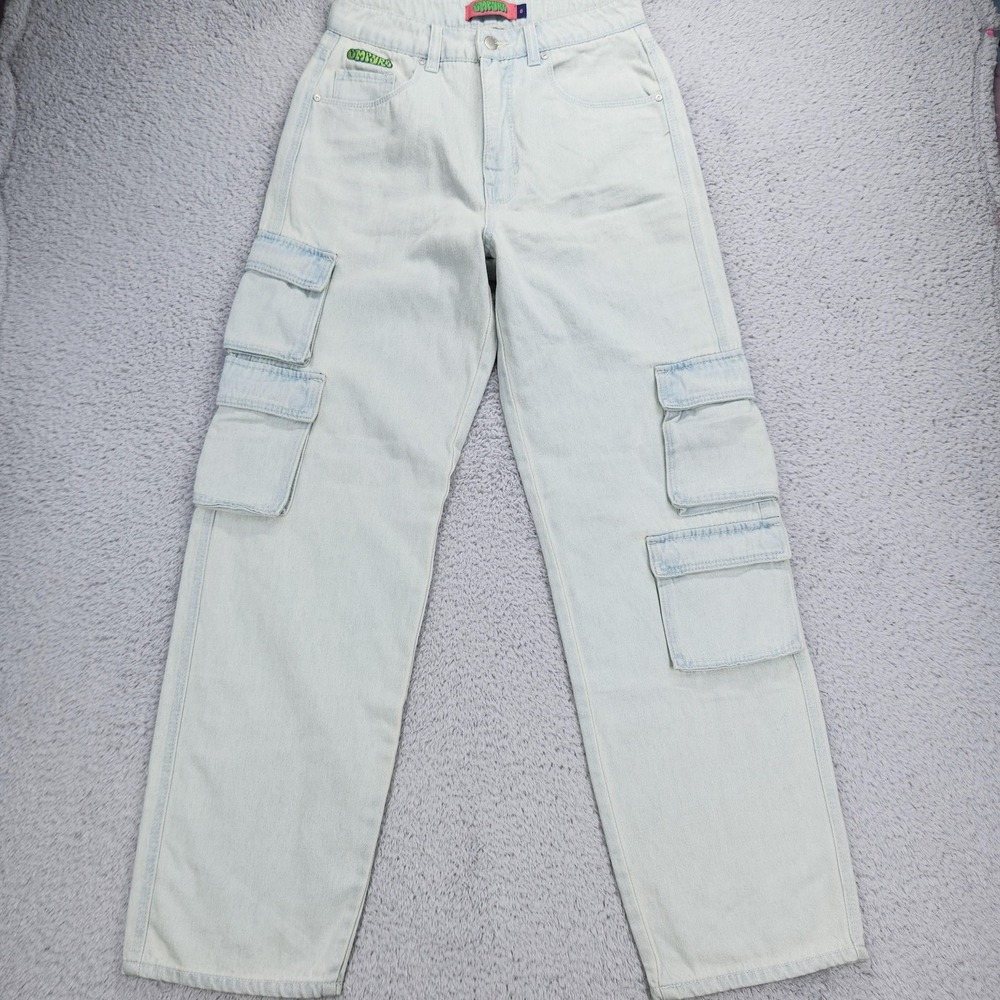 Empyre Tori Jeans Womens 6 Light Wash High Rise Relaxed Cargo Straight Denim NEW